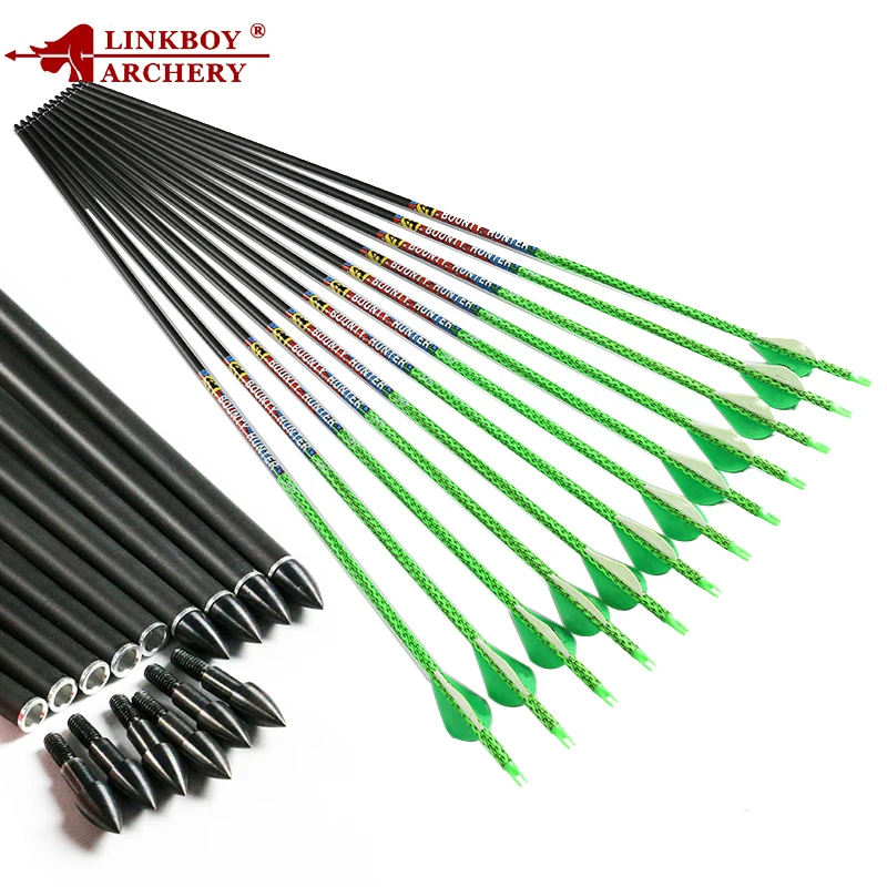 Linkboy Archery Carbon Arrows Nock 2inch plastic Vane Target point 75gr