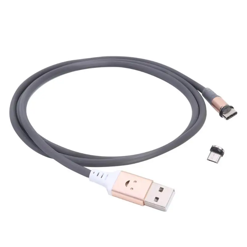 2 в 1 Магнитный type-C Micro usb кабель для зарядки 1 м Звуковое управление освещение магнит зарядное устройство для мобильных телефонов адаптер Шнур для Android - Цвет: Black