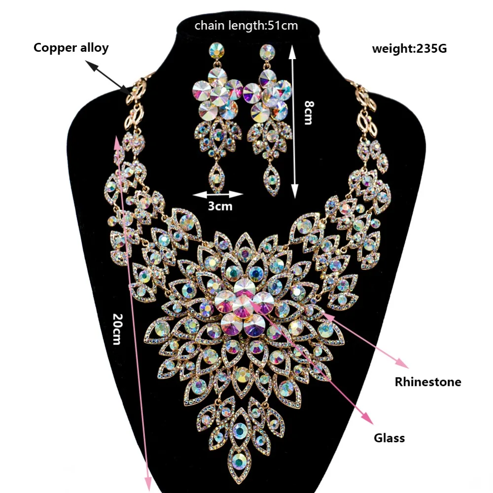 LAN дворца Новое поступление бутик свадебный ювелирный набор Австрийский Кристалл ожерелье и серьги Вечерние