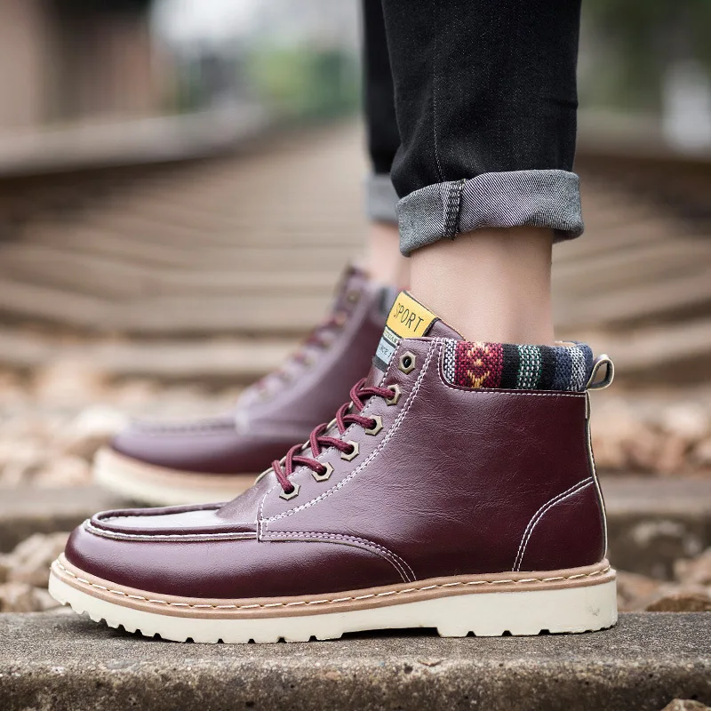 2018 Genuine Leather Men Boots Spring Autumn Winter Man Casual Shoes Fashion Lace-up Ankle Boot Men's Snow Shoe Work Vintage  (3)
