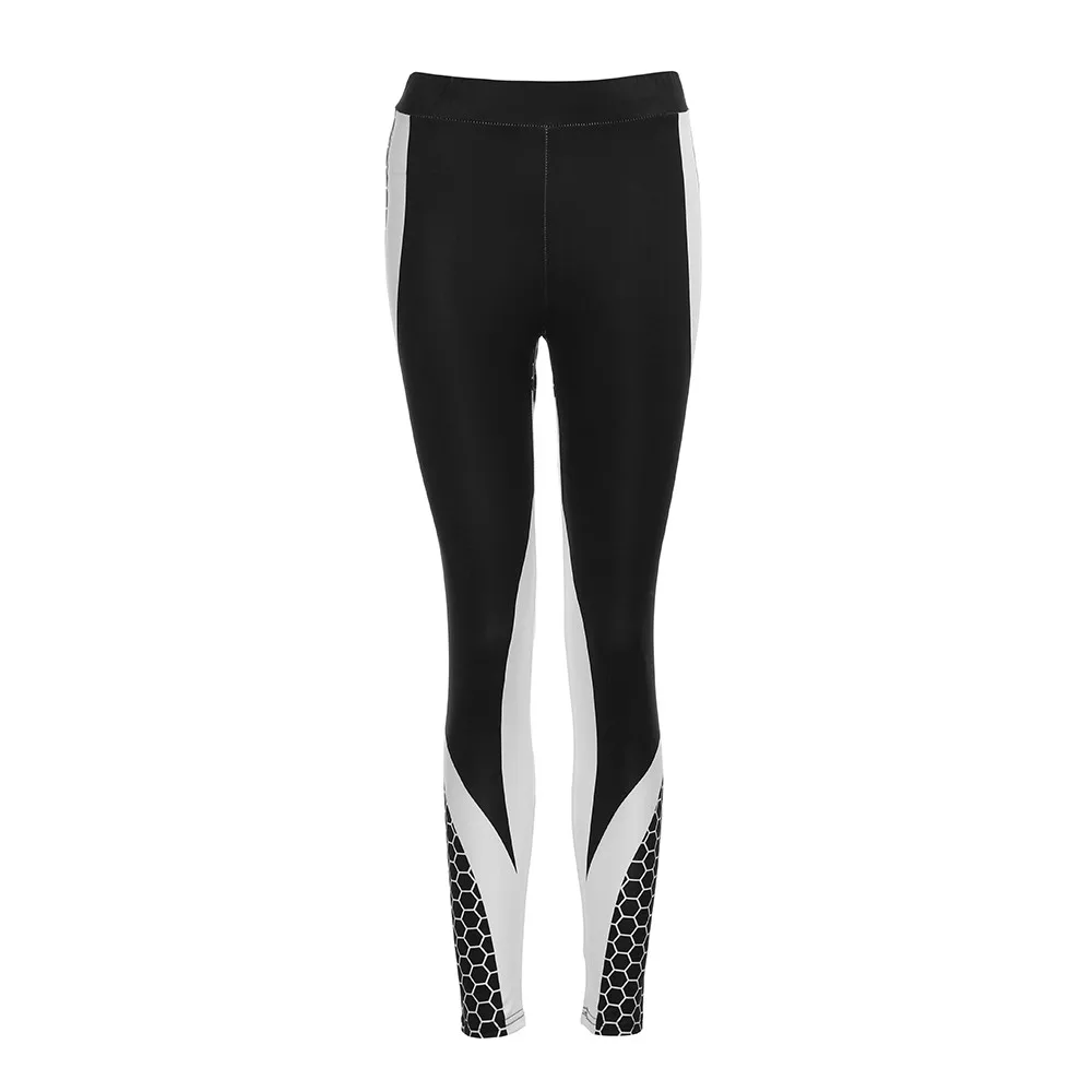 Сетчатые леггинсы с принтом для женщин, эластичные тонкие черные белые штаны, леггинсы для тренировок, укороченные штаны, женские спортивные Леггинсы# YL
