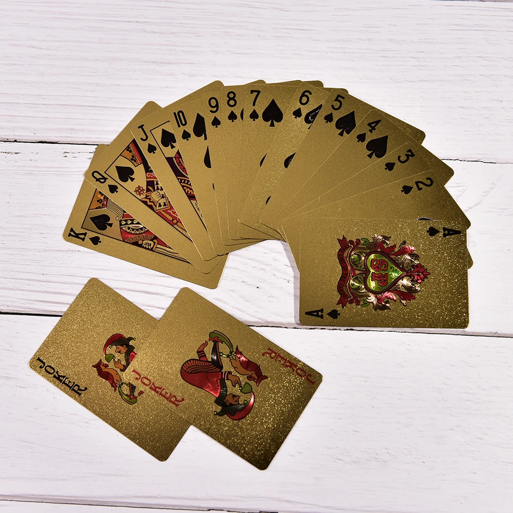 Золотой Карточные игры палуба Золотая Фольга покер набор Магия карты gold Пластик Фольга покер прочный Водонепроницаемый карт magic