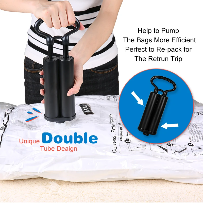 Вакуумный пакет для хранения одежды с насосом органайзер для шкафа, гардероба складной Чемодан сумка для хранения Пластик Экономия пространства мешок сжатия