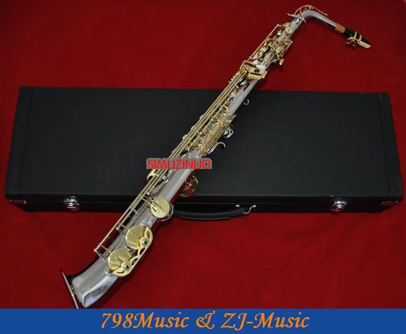 Nickel Plated and Gold Curved bell Eb Alto font b Saxophone b font High F Key