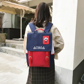 

New Fashion Ladies Backpack Color Large Capacity Student Bag Korean Version Of The Nylon Square Outdoor Backpack Cute Mini
