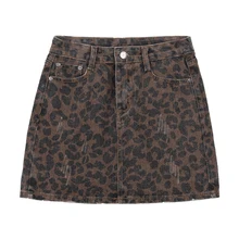 Sexy Leopard print denim skirt women Summer bodycon high waist pencil skirt Streetwear women fashion casual mini skirt faldas Sexy Leopard print denim skirt women Summer bodycon high waist pencil skirt Streetwear women fashion casual mini skirt faldas