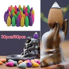 Благовония обратного потока буддийский сон помощь зеленый чай шишки форма Релакс дома Лаванда настольная Йога аромат Жасмин Роза