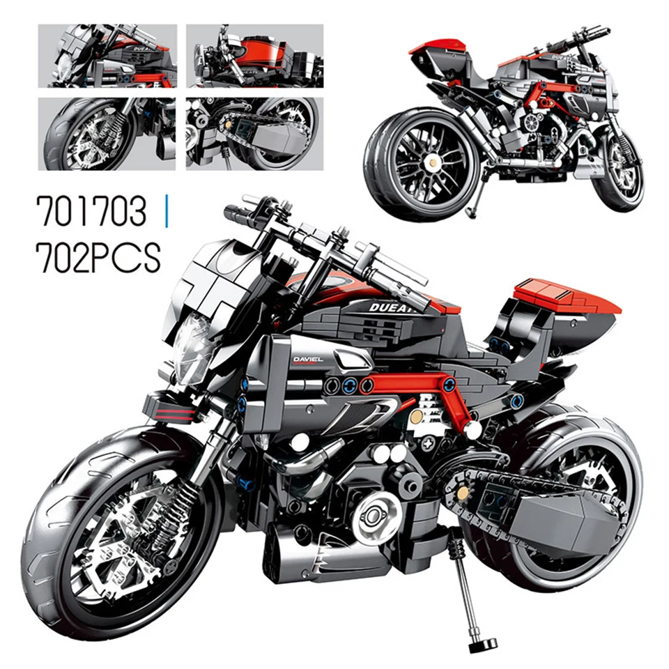 

Technic Series 701703 Motorcycle Compatible Ducating Model Set Yamahaes Building Blocks Toys