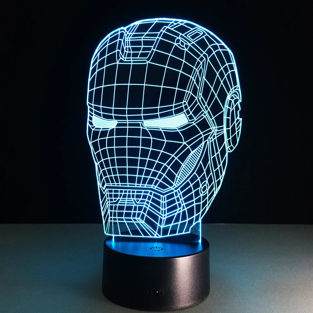 Крутой Железный человек 3D иллюзия ночник паук светодиодный 3D настольная лампа для детской комнаты прикроватные лампы украшение лампы