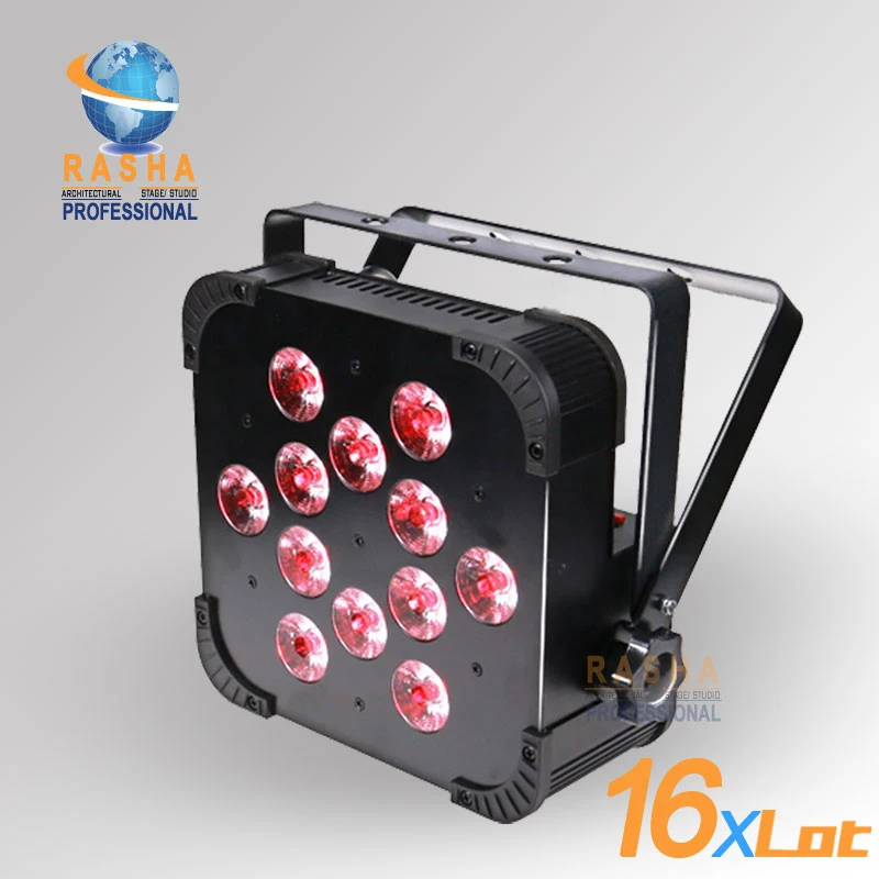 16X Rasha Penta V12-12pcs*15W 5in1 RGBAW Non Wireless DMX LED Flat Par Can,UV LED Slim Par Light For Stage Event Productions