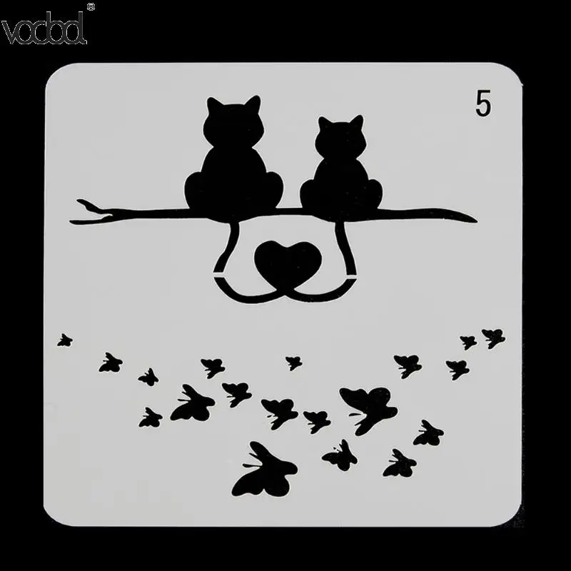 

VODOOL Cats Butterfly Layering Stencils for Walls Painting Scrapbooking Stamping Stamps Album Decorative Embossing Paper Cards