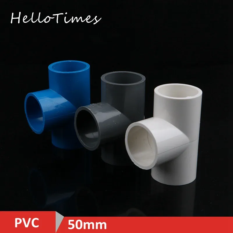 

1pc 50mm PVC Pipe Three Way Connector Garden Irrigation 1.5" Tee Connector Aquarium Supplies T-type Tube Water Pipe Adapter