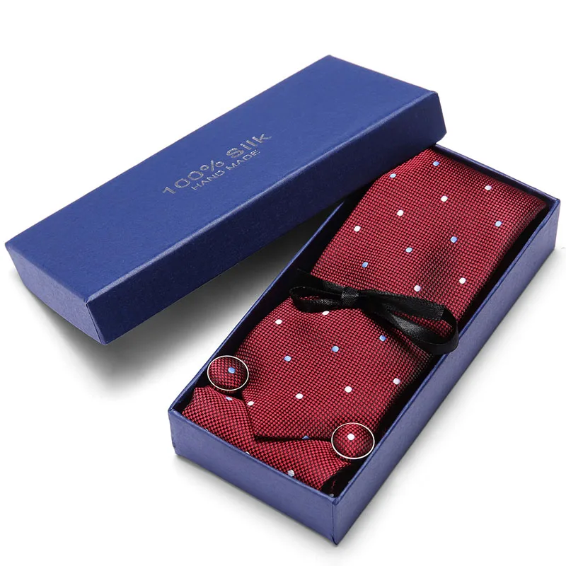 Подарочная коробка мужской галстук шёлковый жаккардовый тканый галстук носовой платок Запонки Наборы для формальной Свадебная деловая вечеринка - Цвет: SC77