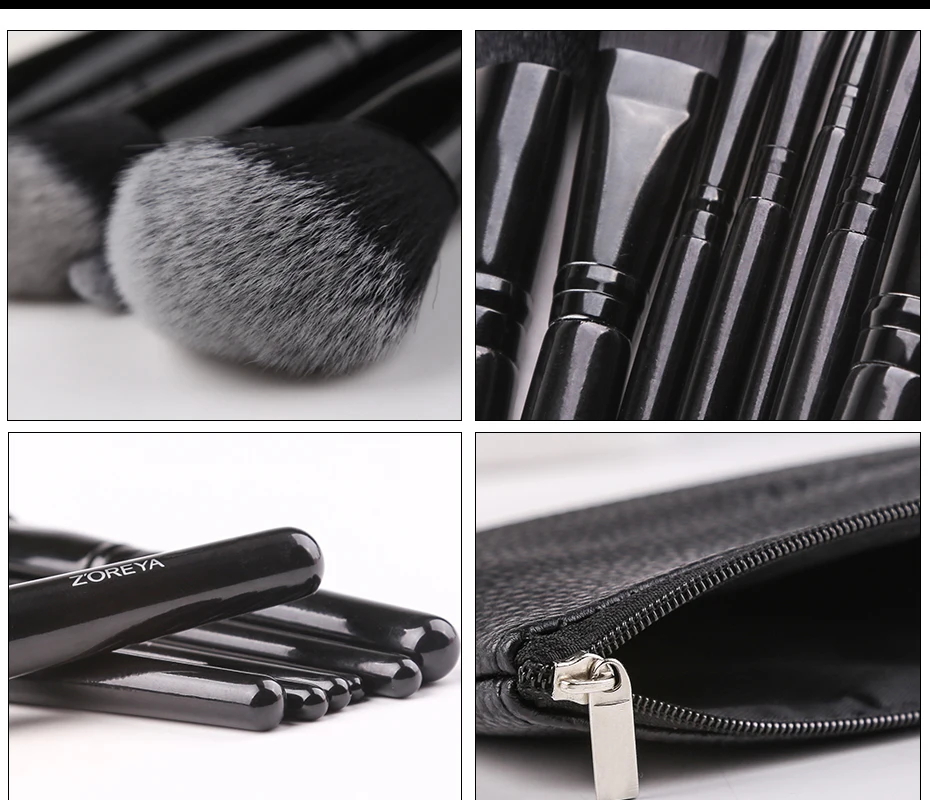 Sombra para os Olhos Conjunto de Cosméticos Zoreya Marca Preto Angulado Blush Crueldade Livre Maquiagem Escovas Confortável Sintético pó Corretivo 7 Pçs 5 os olhos corretivo 7 pçs conjunto de cosméticos