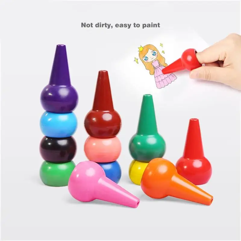 12pcs Non-toxic Children Safety Color Crayons Baby 3D Finger Art Supplies Crayon Set for Children Babies