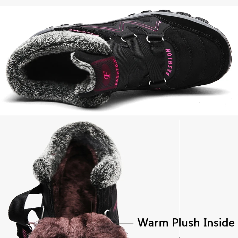 Женские зимние ботинки; походная обувь; теплые плюшевые ботильоны «красовки»; женская спортивная обувь; женские водонепроницаемые кроссовки на танкетке