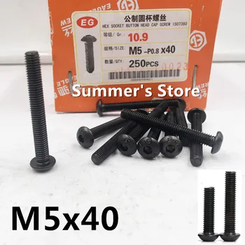 

20pcs/lot ISO7380 M5 Alloy Steel Screw Hex Socket Button Head Cap Screw M5*40mm black screw bolt Grade10.9