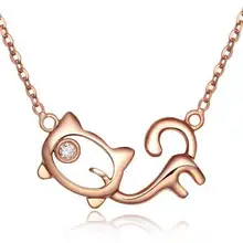 18 К Solid Gold природных Ювелирные изделия с алмазами Lucky Cat Цепочки и ожерелья подвеска Ювелирные украшения Ювелирные изделия с алмазами прекрасный кот подруге на день рождения