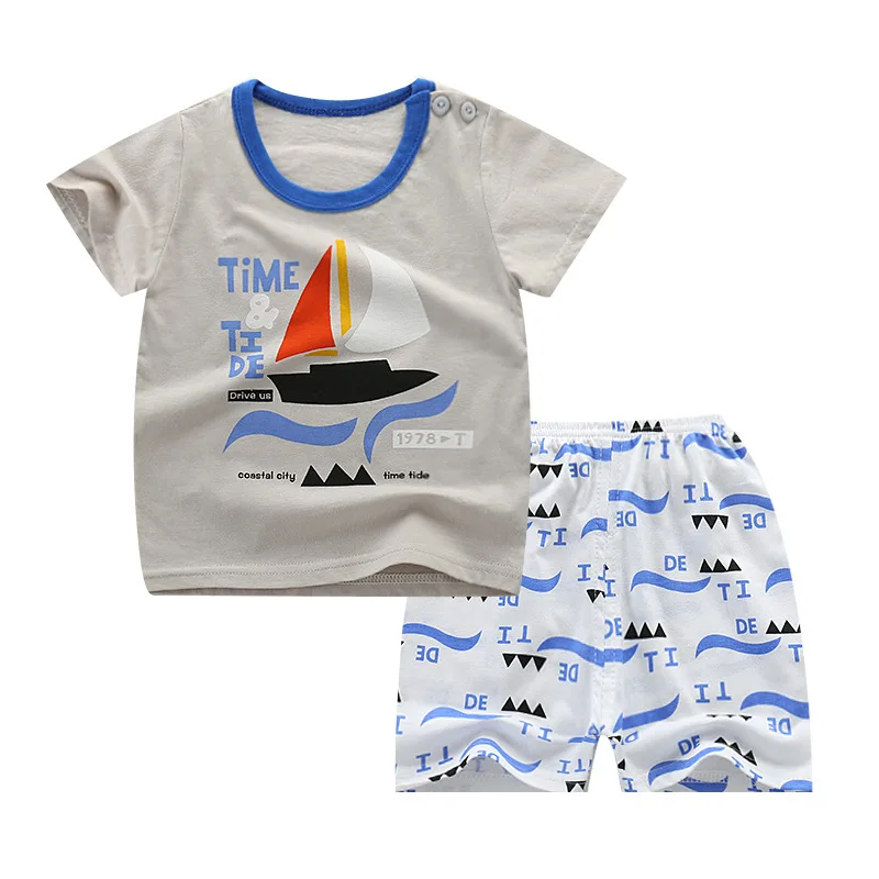 

baby boys clothes summer clothing sets cartoon pattern girls summer clothes set kids fashion sport suit set