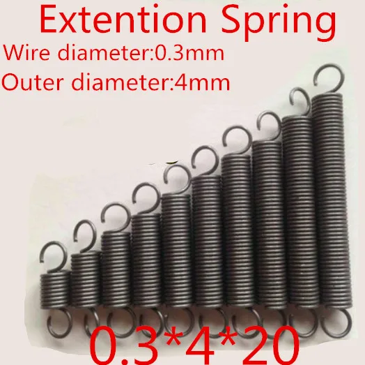 

20pcs 0.3*4*20mm Stainless Steel 304 Small coil extension spring with hook