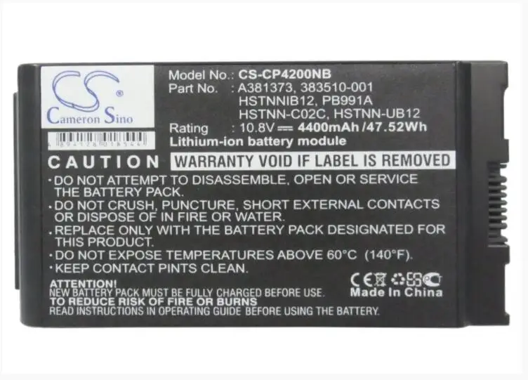 Cameron sino 4400 mAh батарея для бизнес-ноутбук COMPAQ 4200 NC4200 NC4400 TC4200 TC4400 COMPAQ 381373-001 383510-001