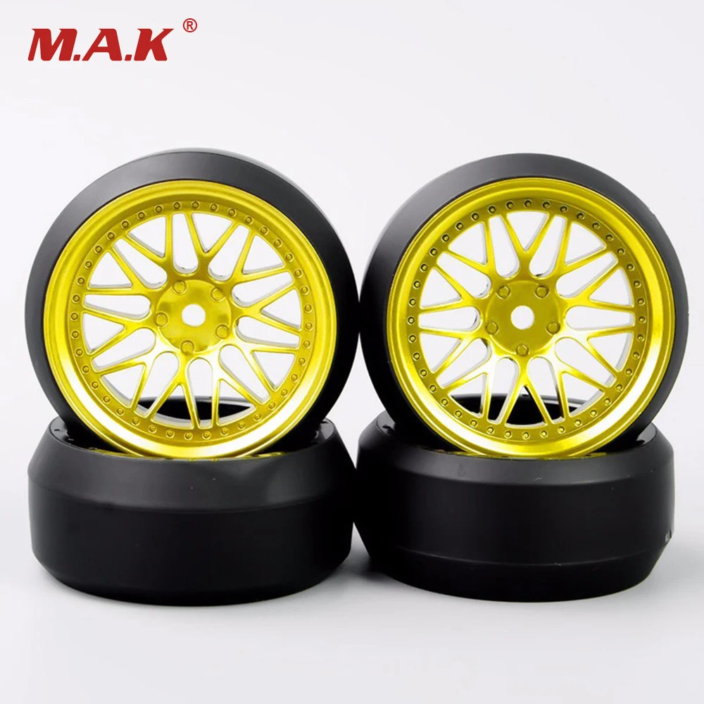 

4pcs RC Car Model Toys Accessory Drift Tires & Wheel Rim For 1/10 On-Road Car Model KF/BBG+PP0367 Model