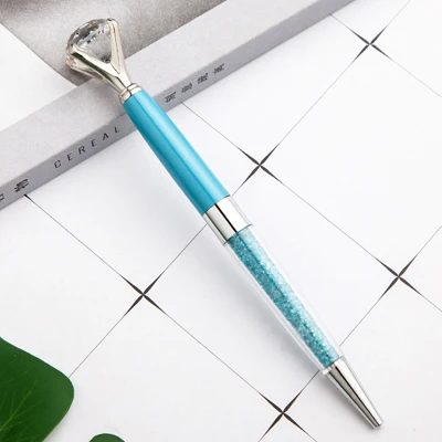 Blue 1Pcs Милая большая Алмазная Металлическая Шариковая Ручка-новинка, кристалл, сделай сам, логотип на заказ, шар, много цветов, роскошная Школьная, деловая, распродажа товаров, магазин - Цвет: Blue 1Pcs