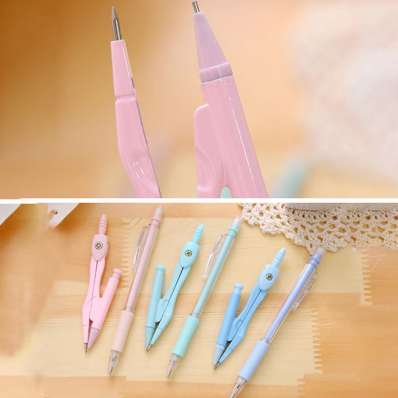 Cute Compasses Drawing Tools Set With Ruler Eraser Mechanical Pencil And Refill Korean Stationery Office School Supplies