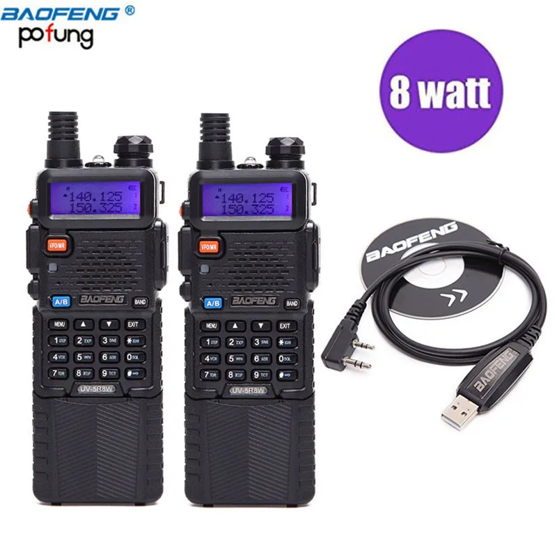

2 PCS Baofeng UV-5R 8W powerful 10 km long range Dual Band uhf/vhf Walkie Talkie 3800mAh Battery Upgrade of UV 5R Two Way Radio