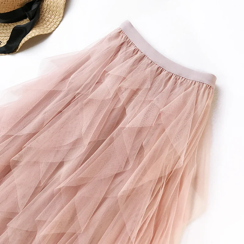 Women Sexy Applique Ruffled Long Skirt-4