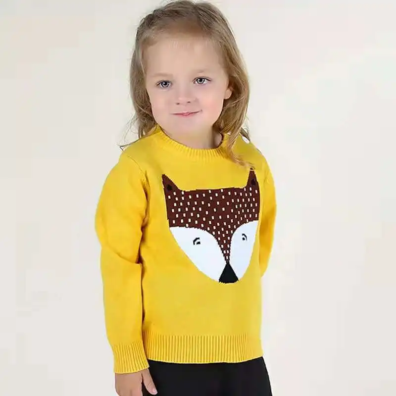 Милая Одежда для мальчиков и девочек детские свитера с животными пуловер с лисой мягкий теплый детский свитер на осень и весну, пальто