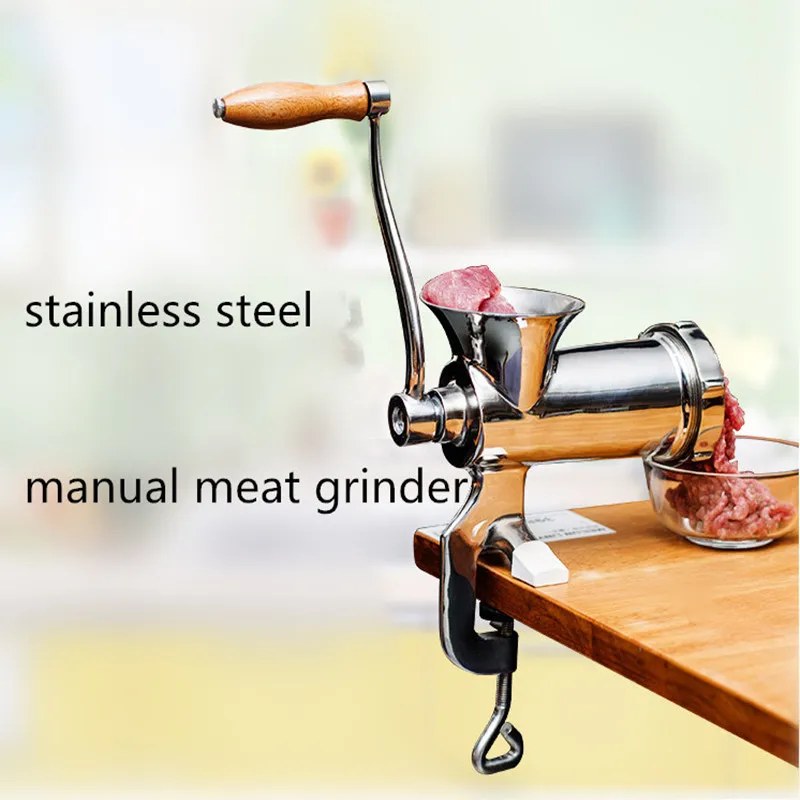304 Stainless Steel Manual Meat Grinder 10# Size Vegetable Nuts Grinding Machine 304 Stainless Steel Manual Meat Grinder 10# Size Vegetable Nuts Grinding Machine