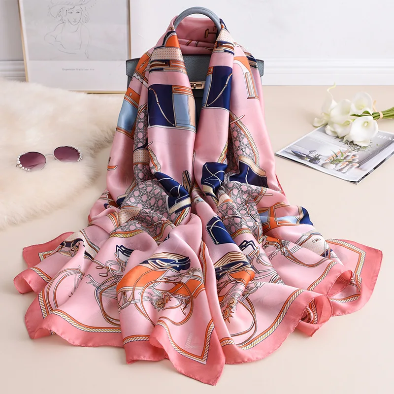 Brand Designer Silk Scarf Women New Printed Shawls and Wraps High Quality Pashmina Ladies Gift Large Soft Foulard Hijab