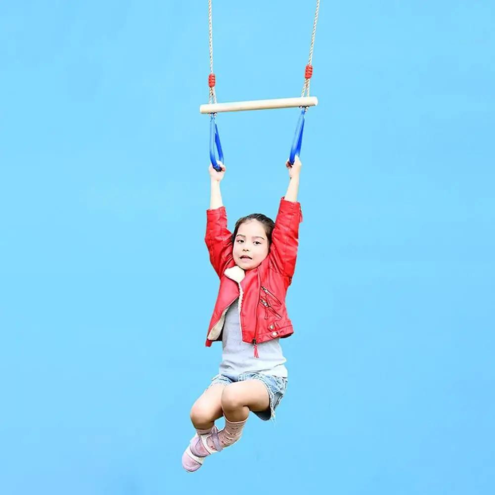 Children Trapeze Swing Bar Rings Wooden Playset Plastic Rings Gym Kids Children Adult Fitness Ring
