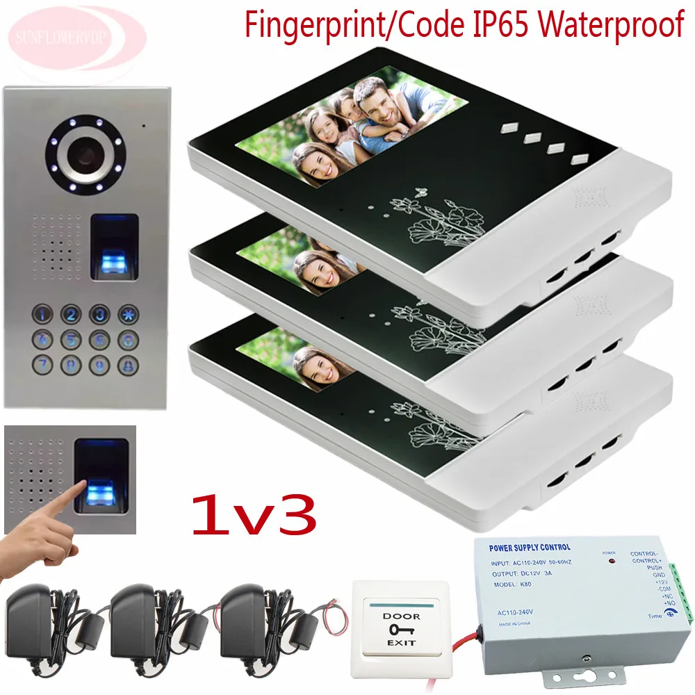 

Sunflowervdp Video Doorphone Kit Fingerprint CCD Camera Home Phone Intercom Video Video Doorphone Loud Doorphone Waterproof IP65