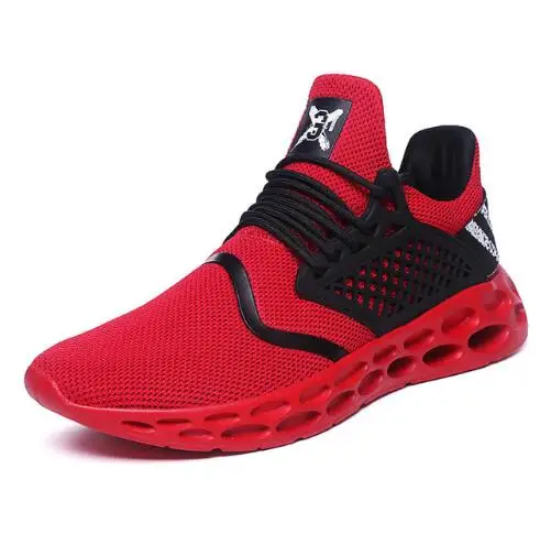 Дышащая повседневная обувь для мужчин; цвет красный, белый; мужские кроссовки; Zapatos corrientes de verano; Цвет Черный; chaussure homme de marque - Цвет: 012