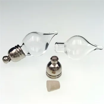 

20pieces 27x11mm water drop shape glass vial pendant charms mini wishing glass bottle handmade fashion jewelry findings