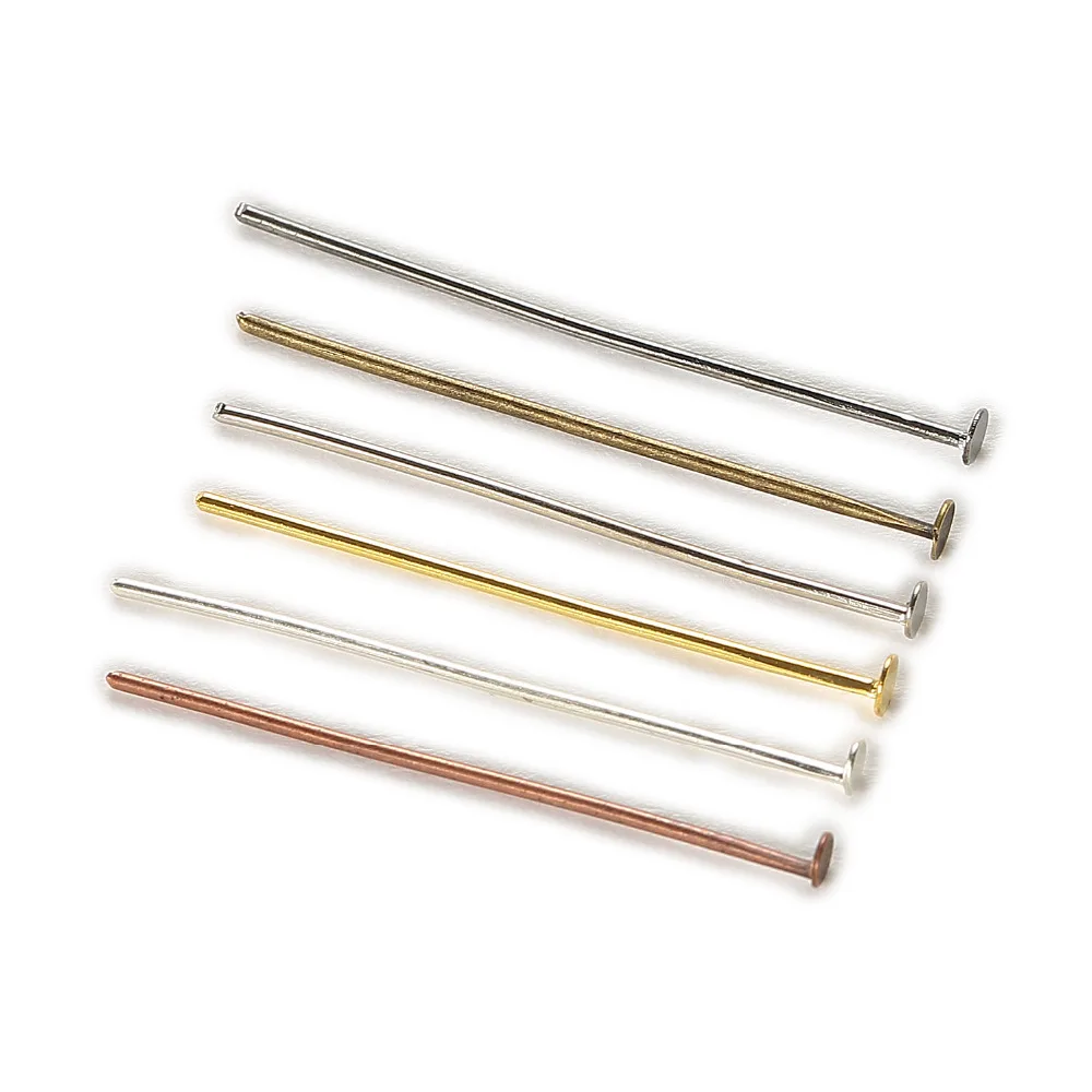 

100 Piece 6 Colors Metal Flat Head Pins Findings Jewelry Making Accessories DIY Handmade Crafts Length 20-50mm Width 0.8mm