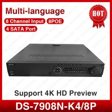 ХИК многоязычная DS-7908N-K4/8 P 8 Канала, H265, с 4 К резолюции 4 интерфейс SATA NVR для CCTV Камеры