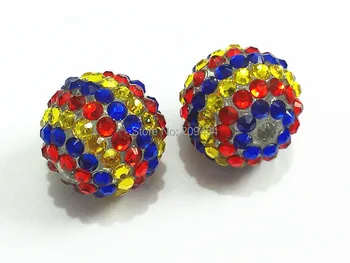 

Newest !! 20mm 100pcs/lot Blue/Red/Yellow StripeResin Rhinestone Ball Beads,Chunky Beads For Kids Jewelry Making