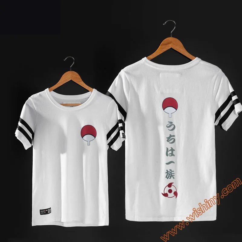 Крутая футболка с Наруто черная белая короткий рукав аниме Учиха футболка анимация для мужчин и женщин футболка для молодежи