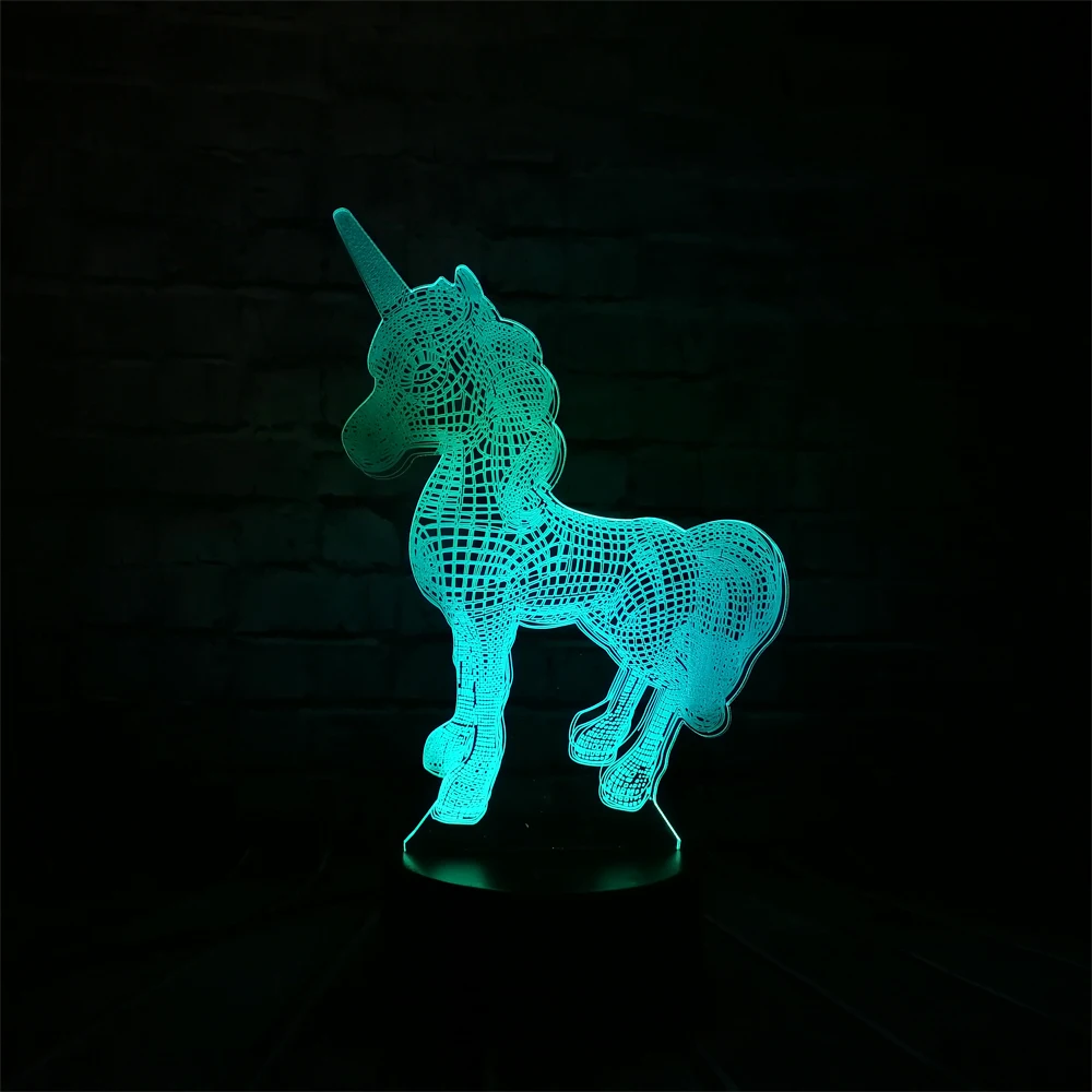 Новые животные кавайный Единорог 3D фотообои разноцветные RGB лампы