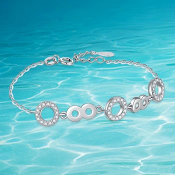 

2018 Fashion Silver 8 Infinity Heart Love Sign Bracelet 925 Sterling Silver round Bracelets For Women Girl Lover Jewelry