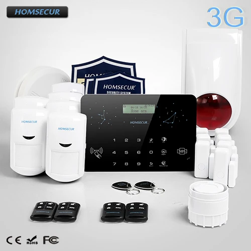 HOMSECUR Wireless 3G GSM PSTN RFID Home Security font b Alarm b font System Red Flash