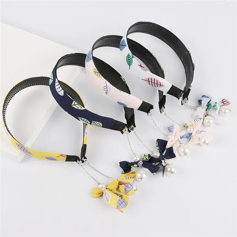 

1pc Women Flower Pattern Headbands Double Layer Chiffon Bow Turban Dual Purpose Vertical Hair Accessory Adjustable Length 9cm