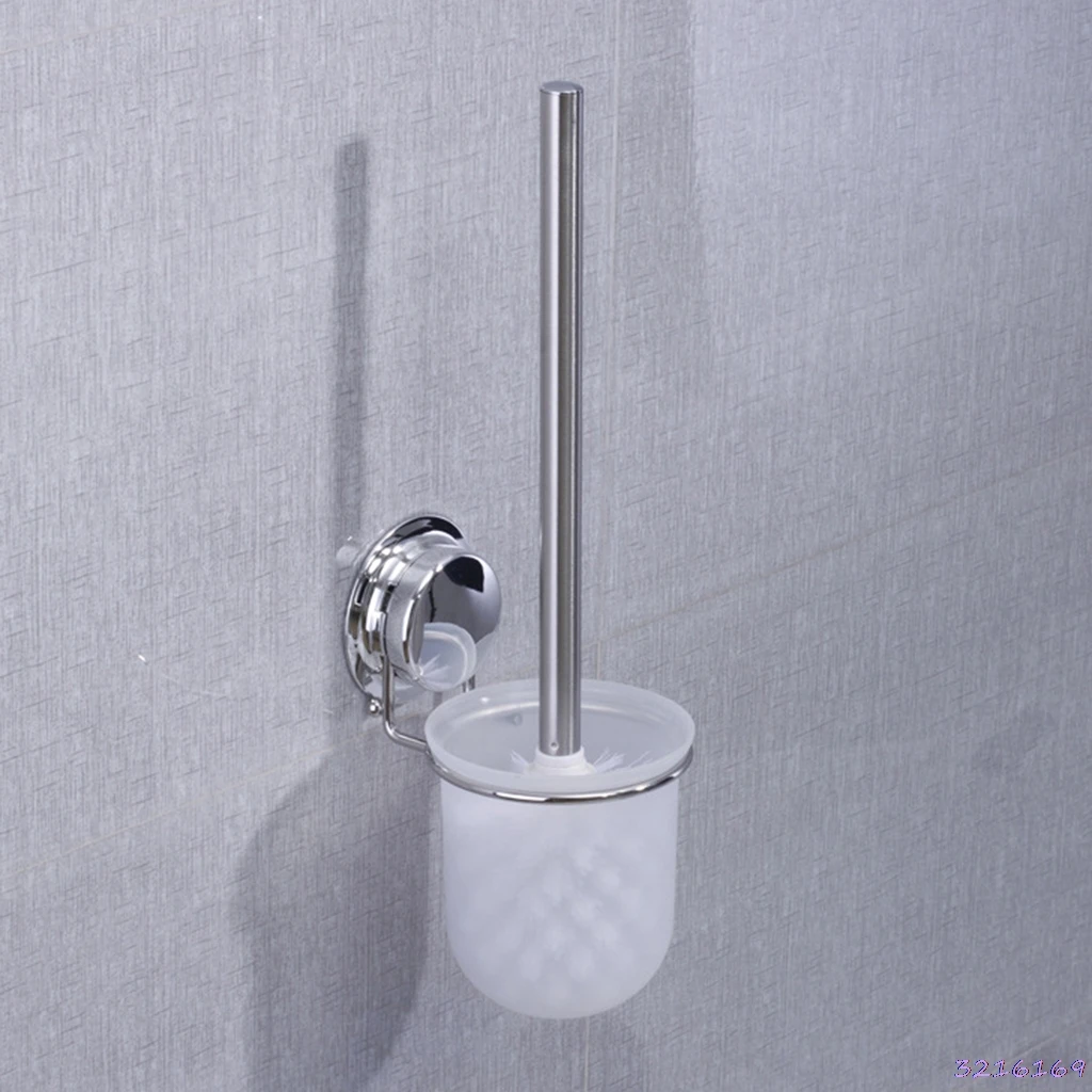 

Suction Cup Toilet Bowl Brush Holder Set Bathroom Stainless Steel Wall Mounted