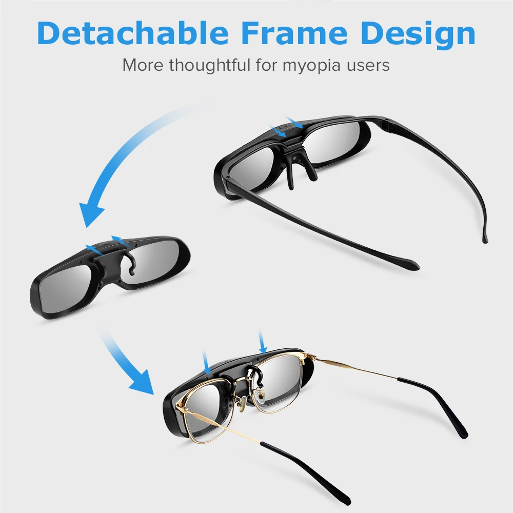 3D очки Elikliv с активным затвором DLP Link зажим совместим проектором Optoma BenQ Sharp Acer Samsung