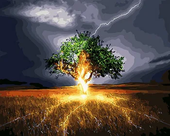 

Unframe diy picture oil paintings by numbers paint by number for home decor canvas painting 5065cm lightning