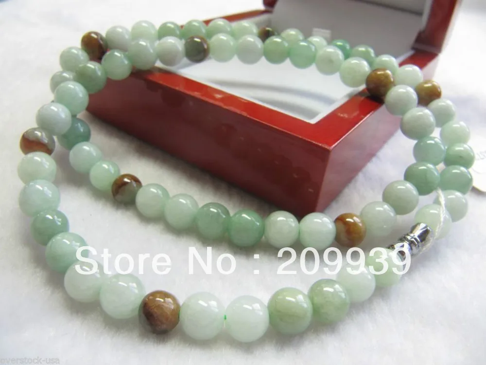 

free shipping>>@@ JY&2719 ELEGANT Certified 100% Natural Aqua Jade A Grade Jadeite Bead Necklace