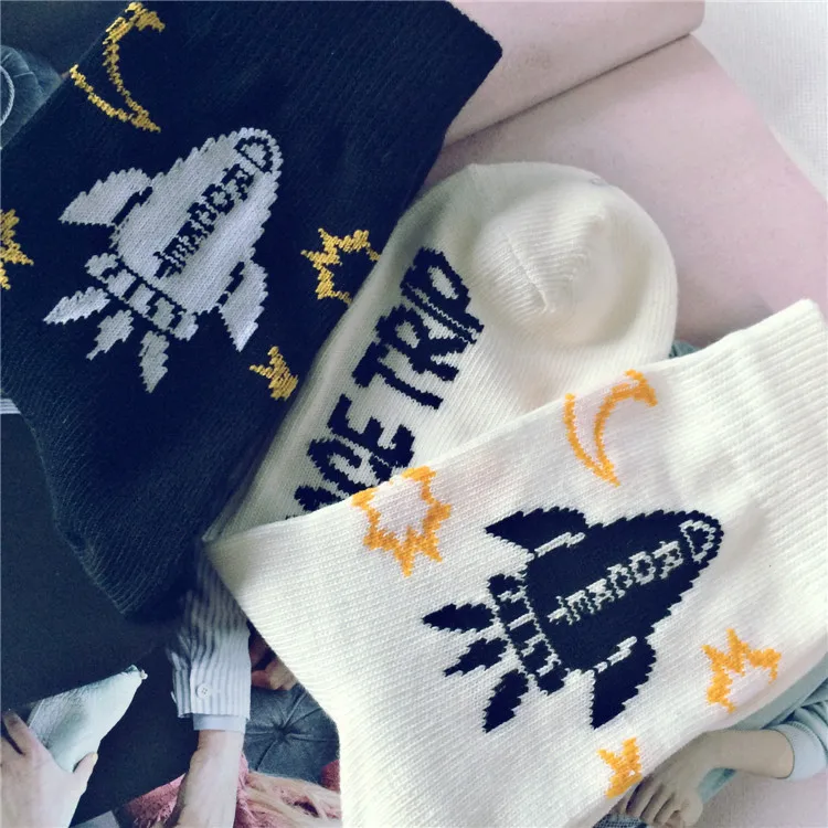 

New Fashion Happy Socks Cotton Gentlemen Personality Rocket Printed Business Leisure Men's Socks